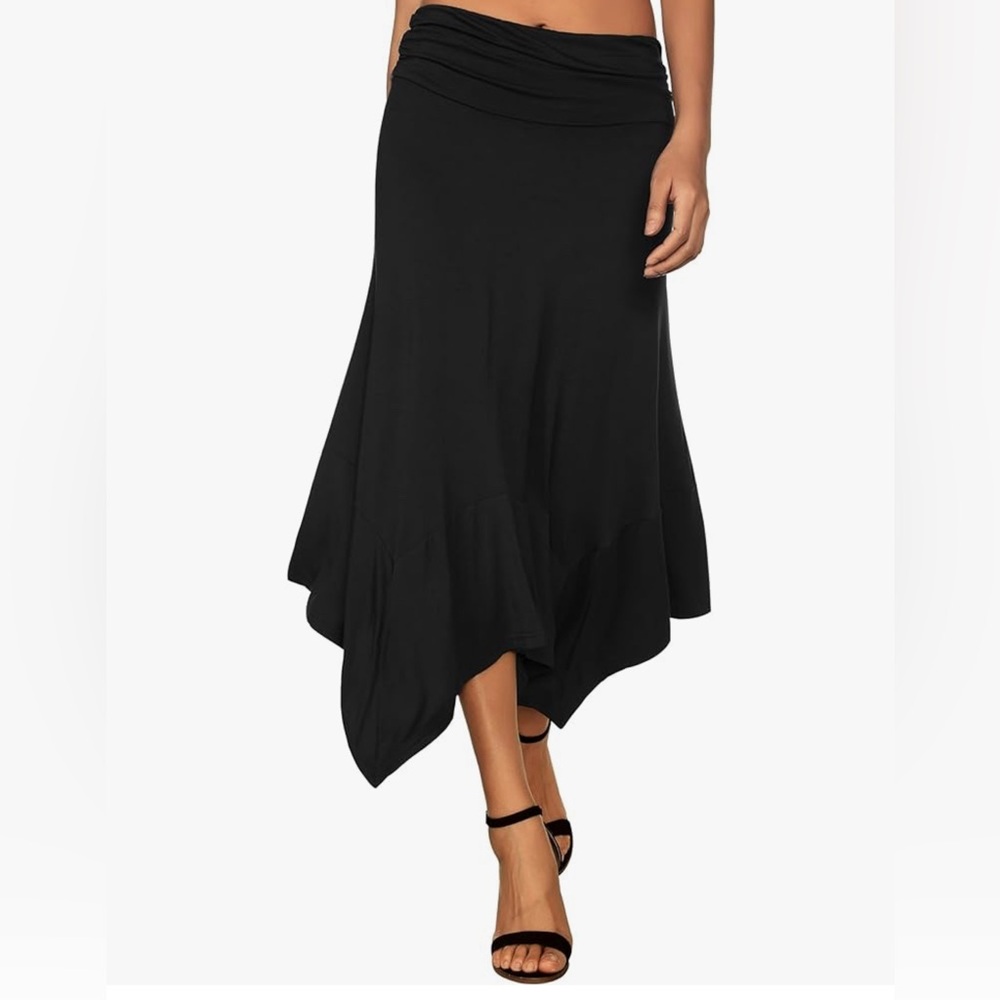 Women's Plus Size XXL Flowy Handkerchief Hemline Midi Skirt
